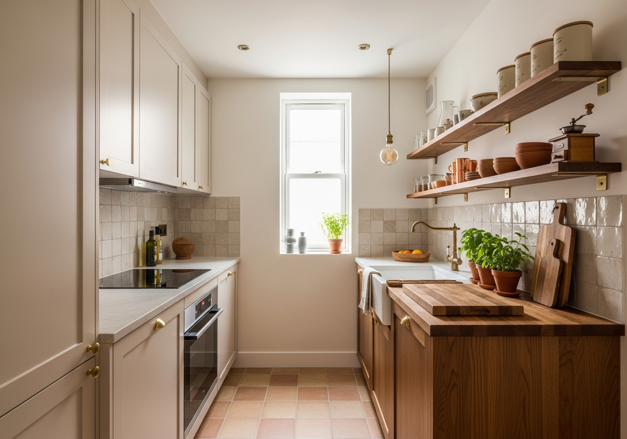 High-gloss acrylic modular kitchen with reflective surfaces making a compact Bangalore apartment kitchen feel larger